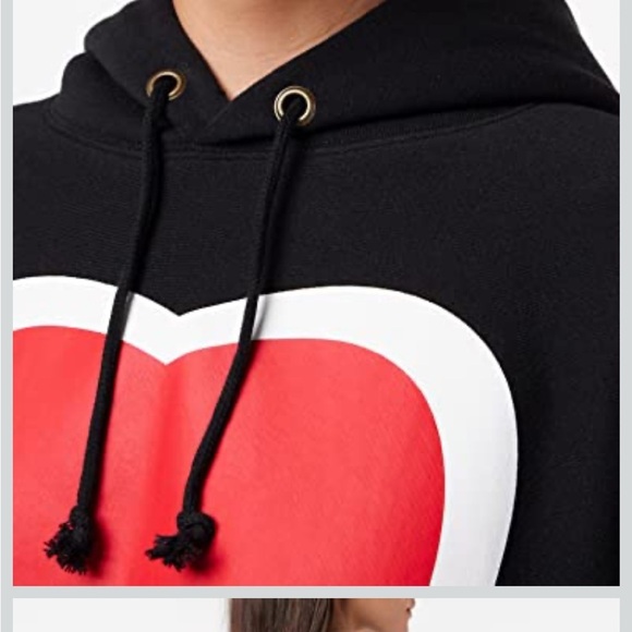 Champion Reverse Weave Heart Logo Black Crop Hoodie Size XL - Picture 3 of 12